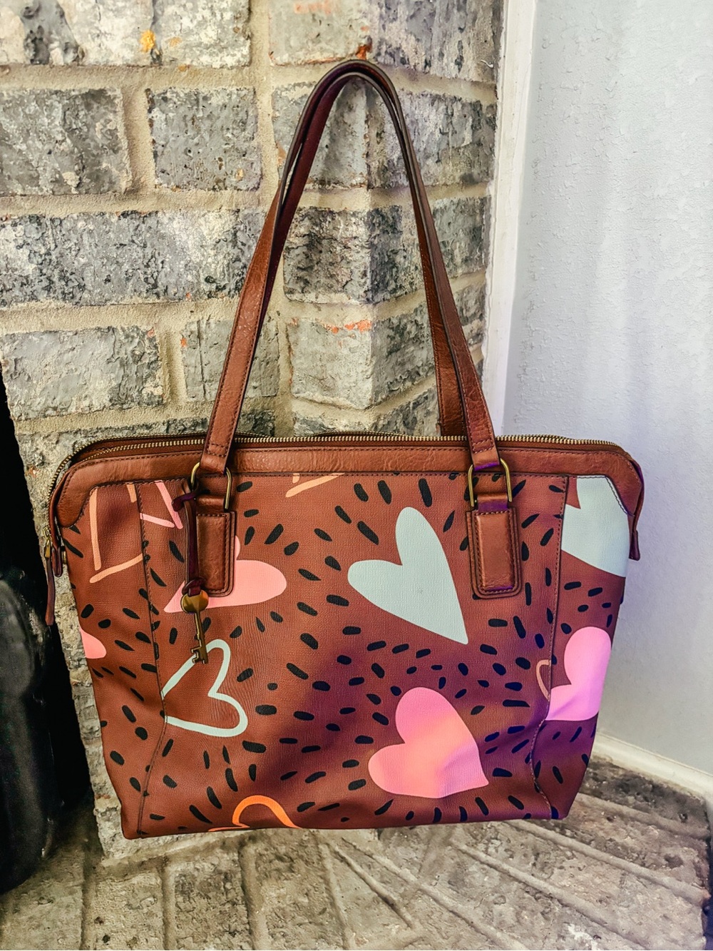 Fossil Jacqueline Hearts Tote